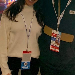 Oversized, distressed off the shoulder sweater